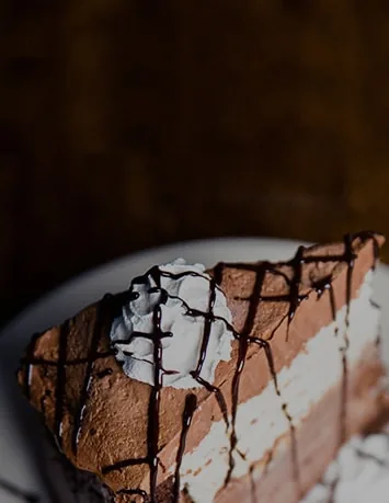 Chocolate moose pie with whipped cream