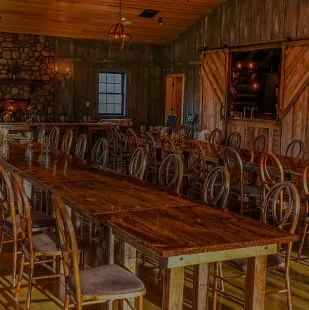 Glasses raised at a lodge table